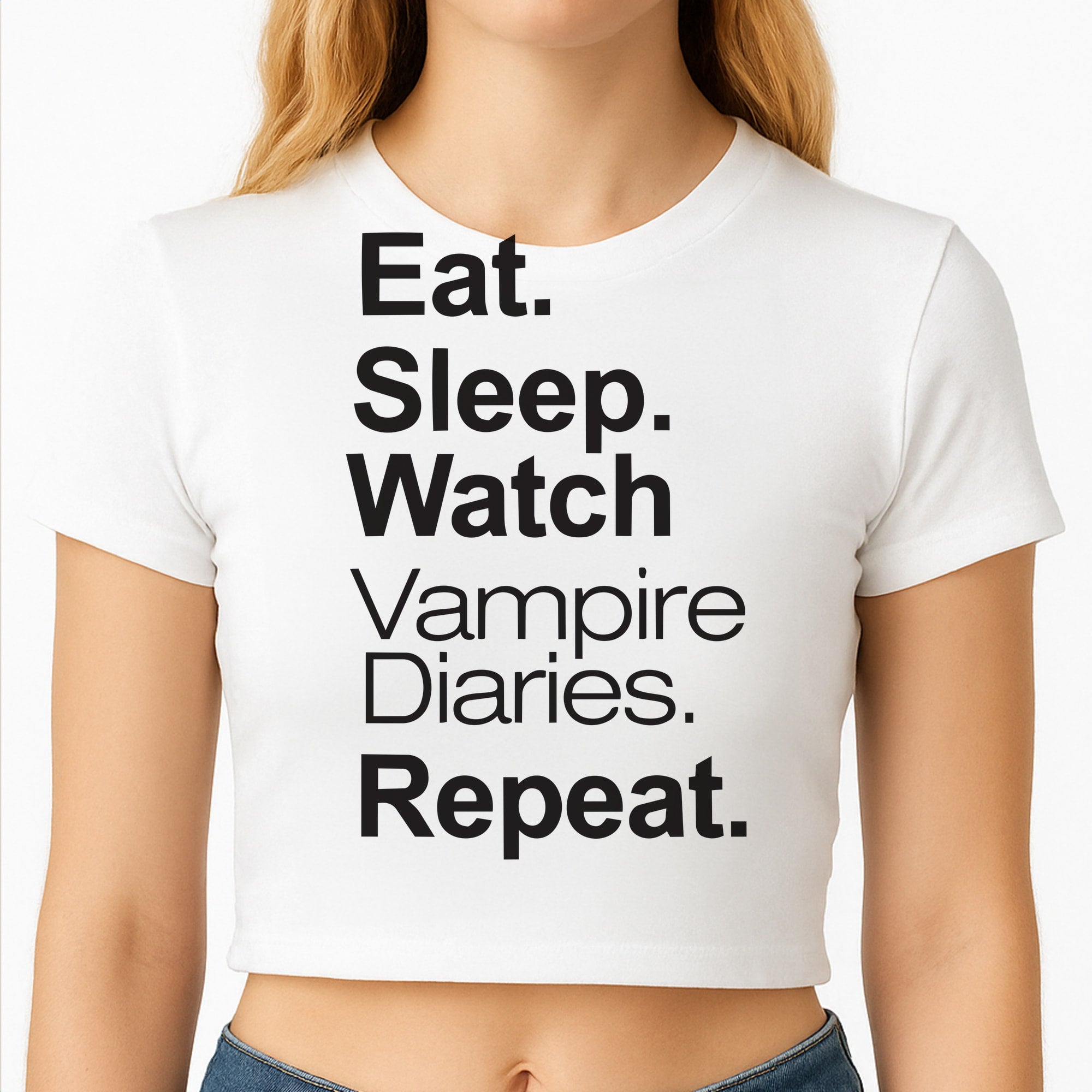 Eat Sleep Watch VPD Repeat Crop Top
