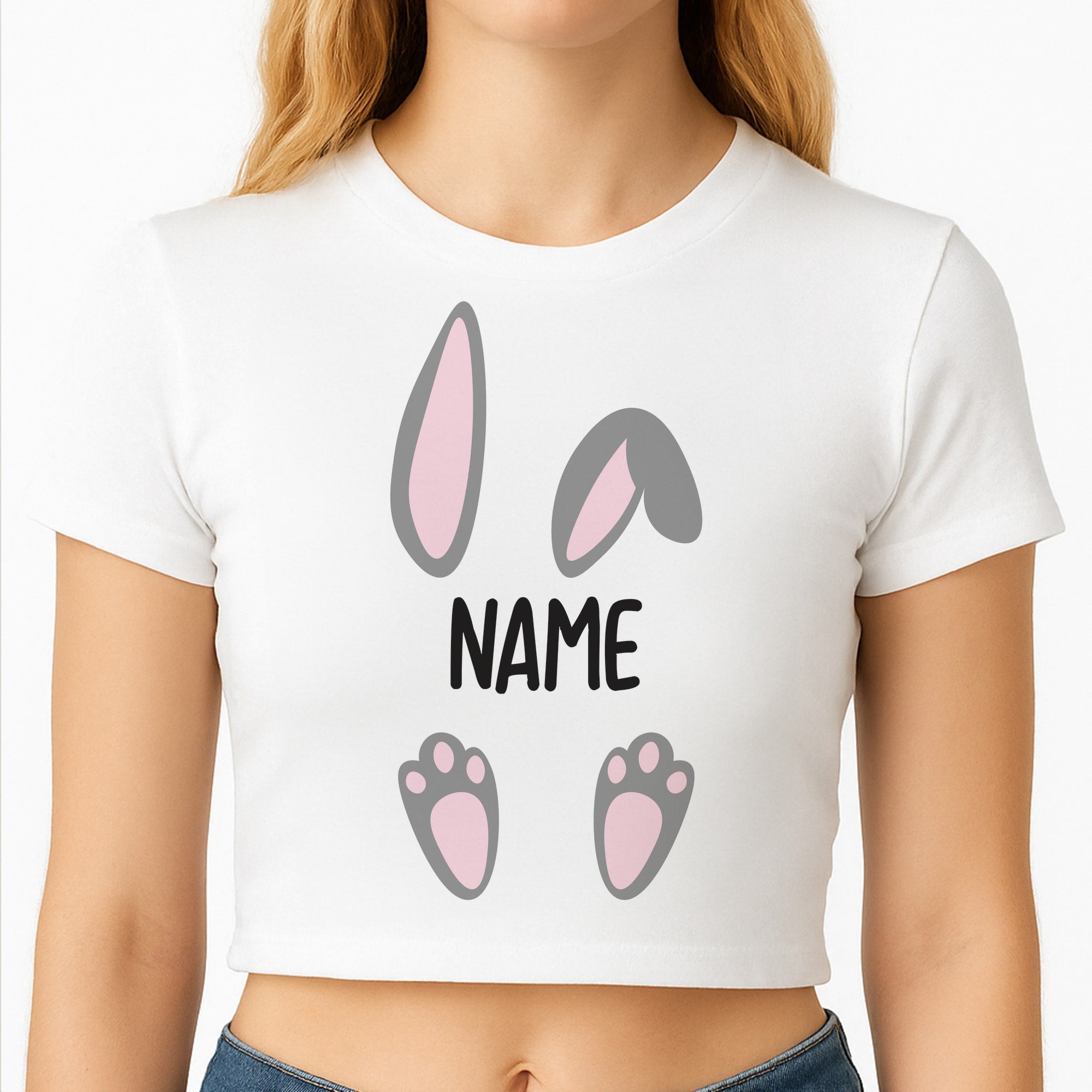 Grey Bunny Personalised Crop Top