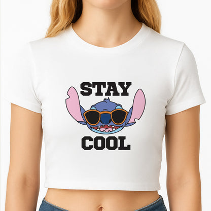 Stay Cool Blue Alien Crop Top