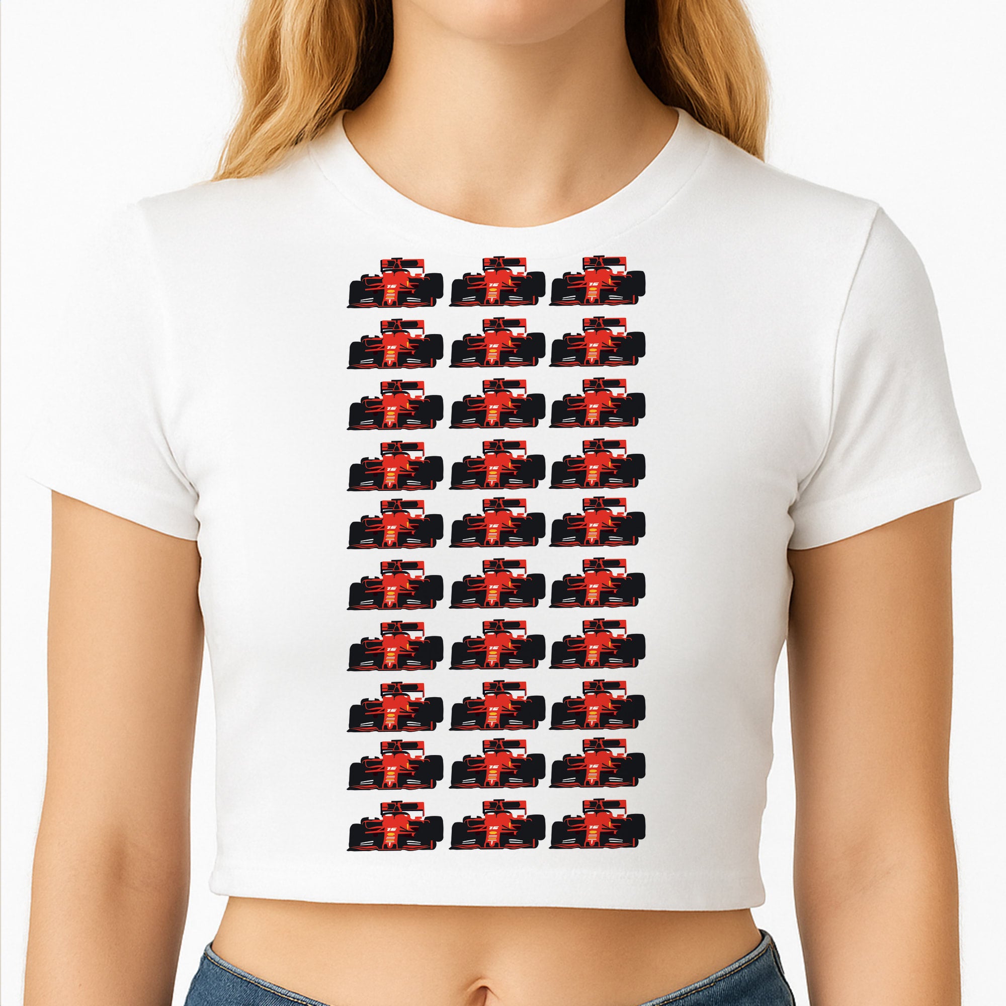 F1 Car Collage Crop Top