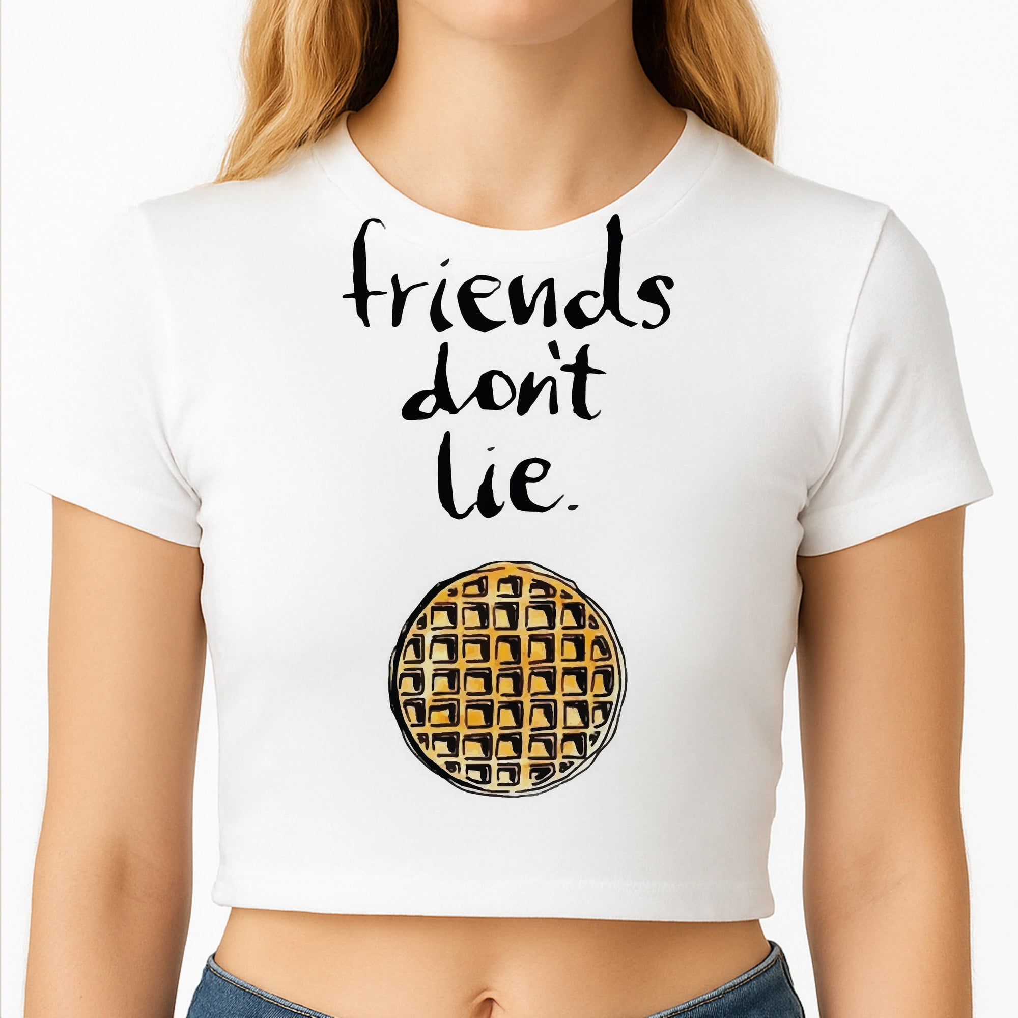Friends Don't Lie Waffle Crop Top