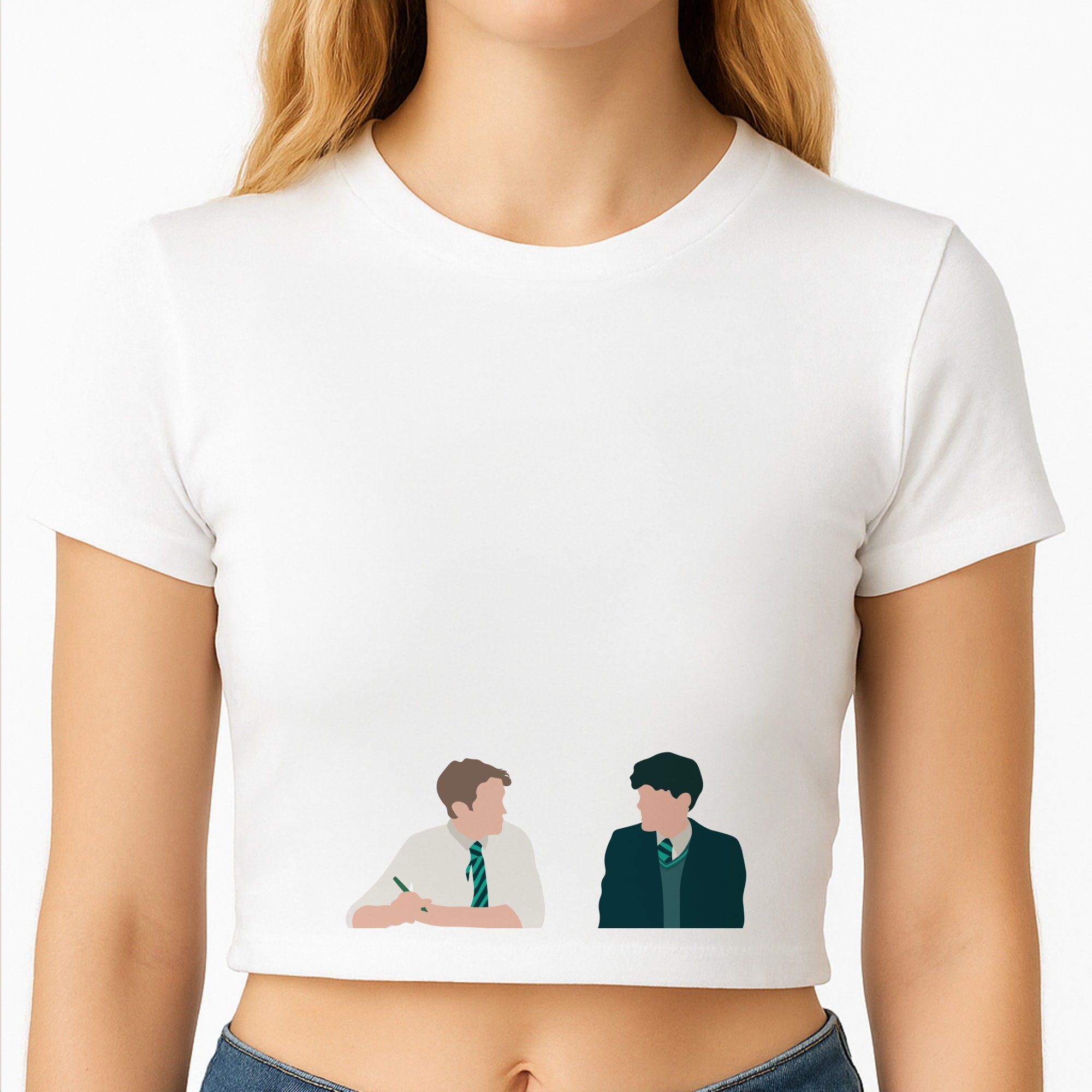 Blue And Yellow - Heart TV Crop Top