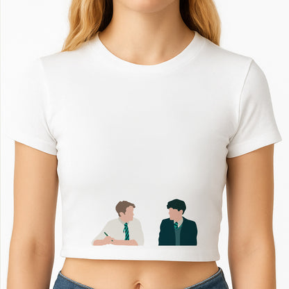 Blue And Yellow - Heart TV Crop Top