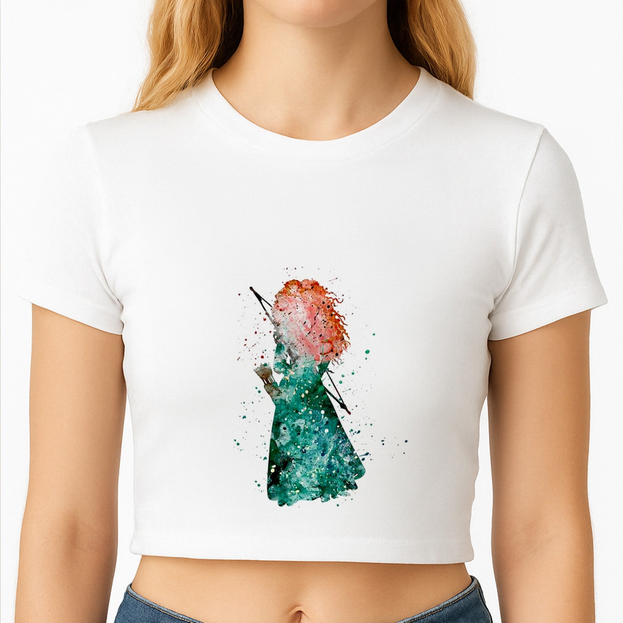 Watercolour Princess Merida Brave Fairytale Crop Top