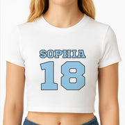 Light Blue - Personalised Football Crop Top 2