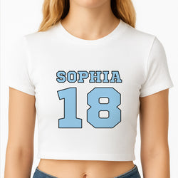 Light Blue - Personalised Football Crop Top