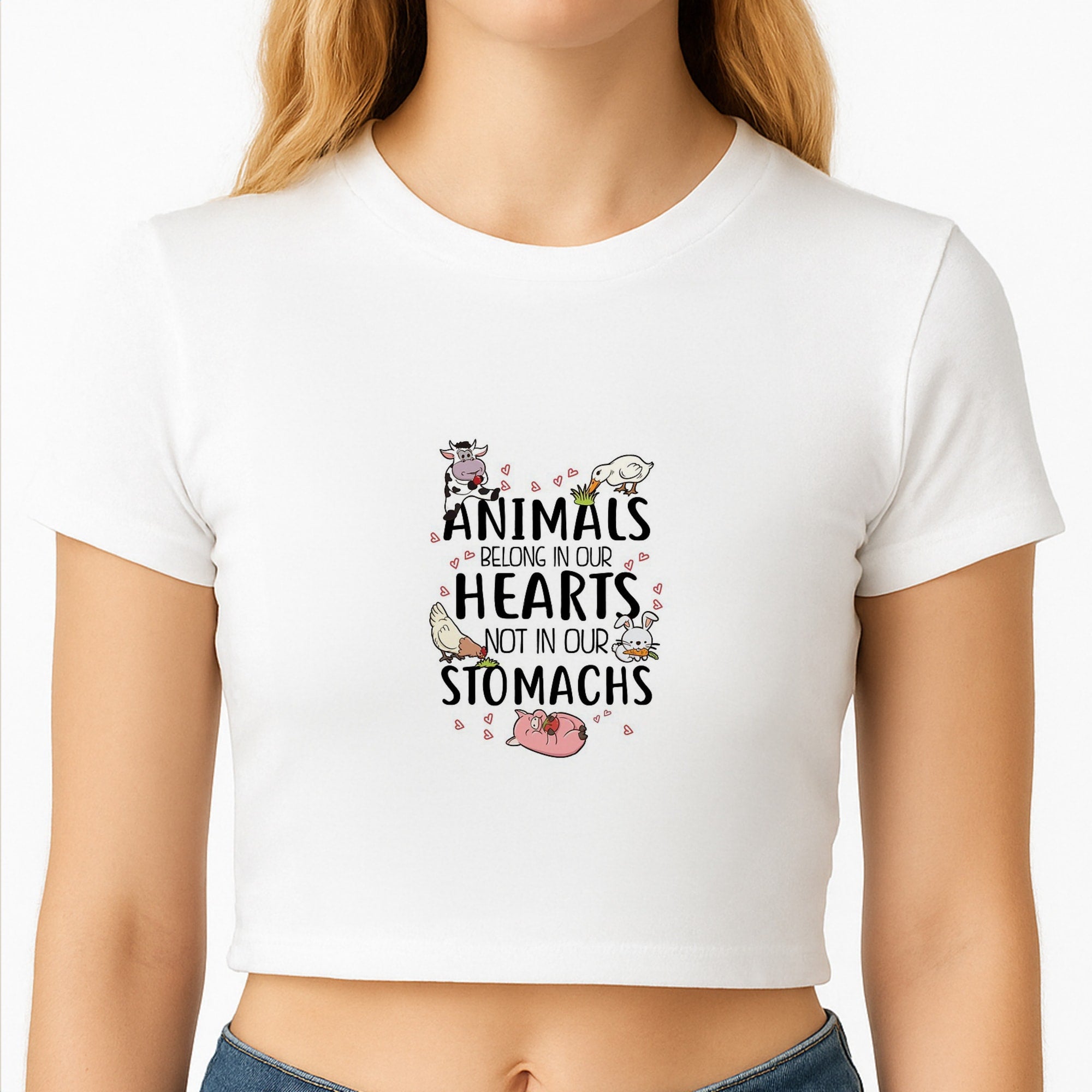 Animals Belong In Our Hearts - Vegan Crop Top