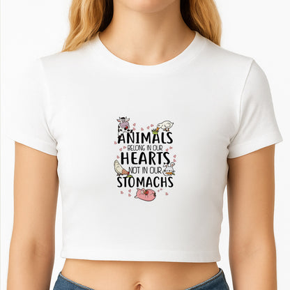 Animals Belong In Our Hearts - Vegan Crop Top