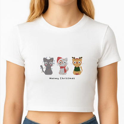 Meowy Christmas  Crop Top