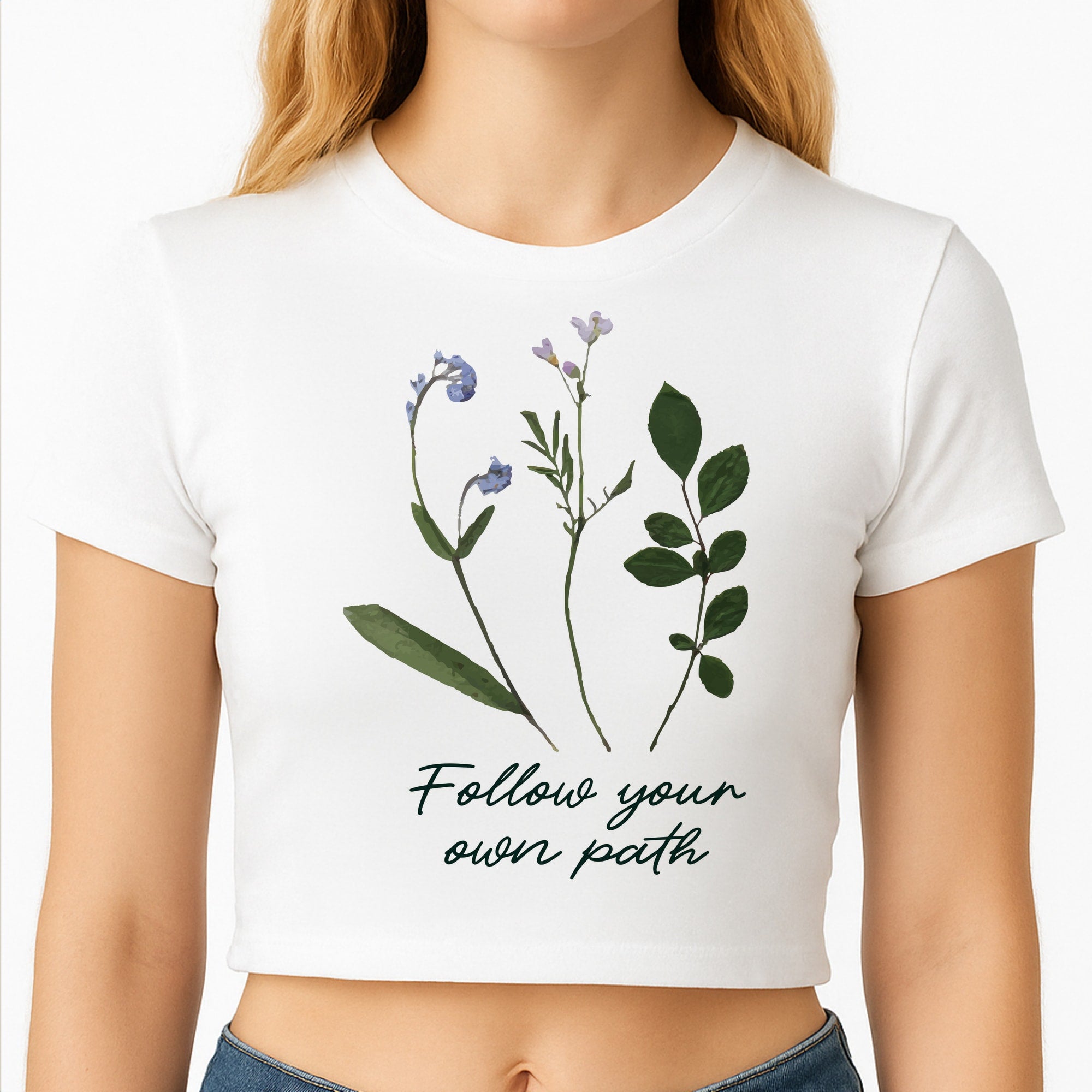 Follow Your Own Path Dark Green Crop Top