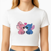 Angel And Blue Alien - Pink Alien Crop Top 2
