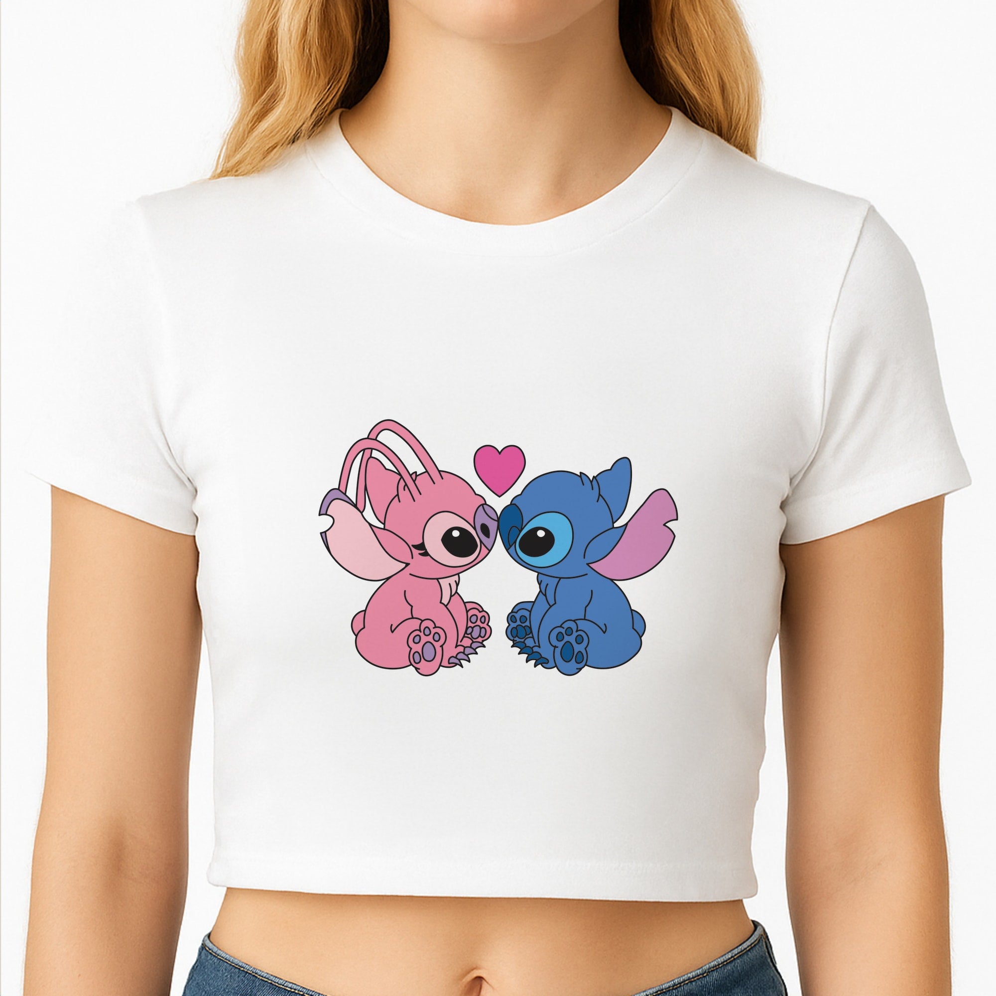 Angel And Blue Alien - Pink Alien Crop Top