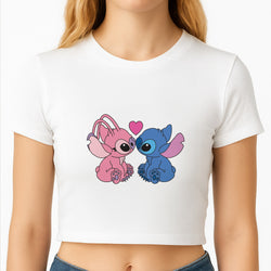 Angel And Blue Alien - Pink Alien Crop Top