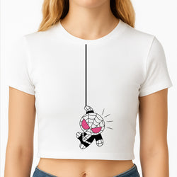 Pink Hanging Spider Hero  Crop Top