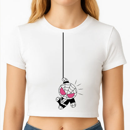 Pink Hanging Spider Hero  Crop Top