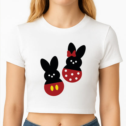 Mouse Peeps Pattern Crop Top