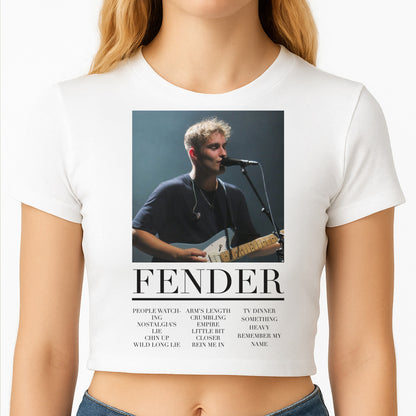 Fender Orange Song List Crop Top