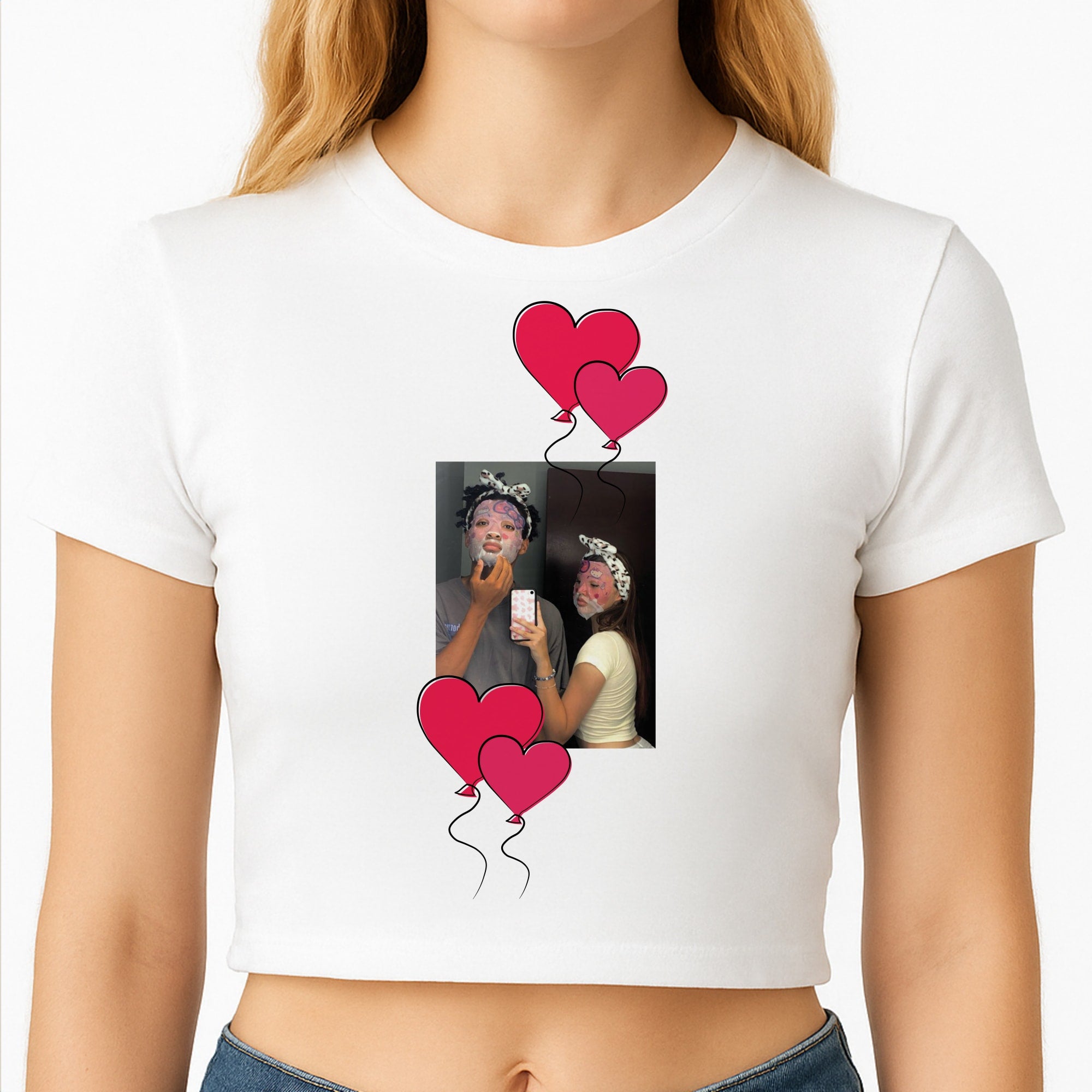 Heart Balloons - Personalised Couples Crop Top