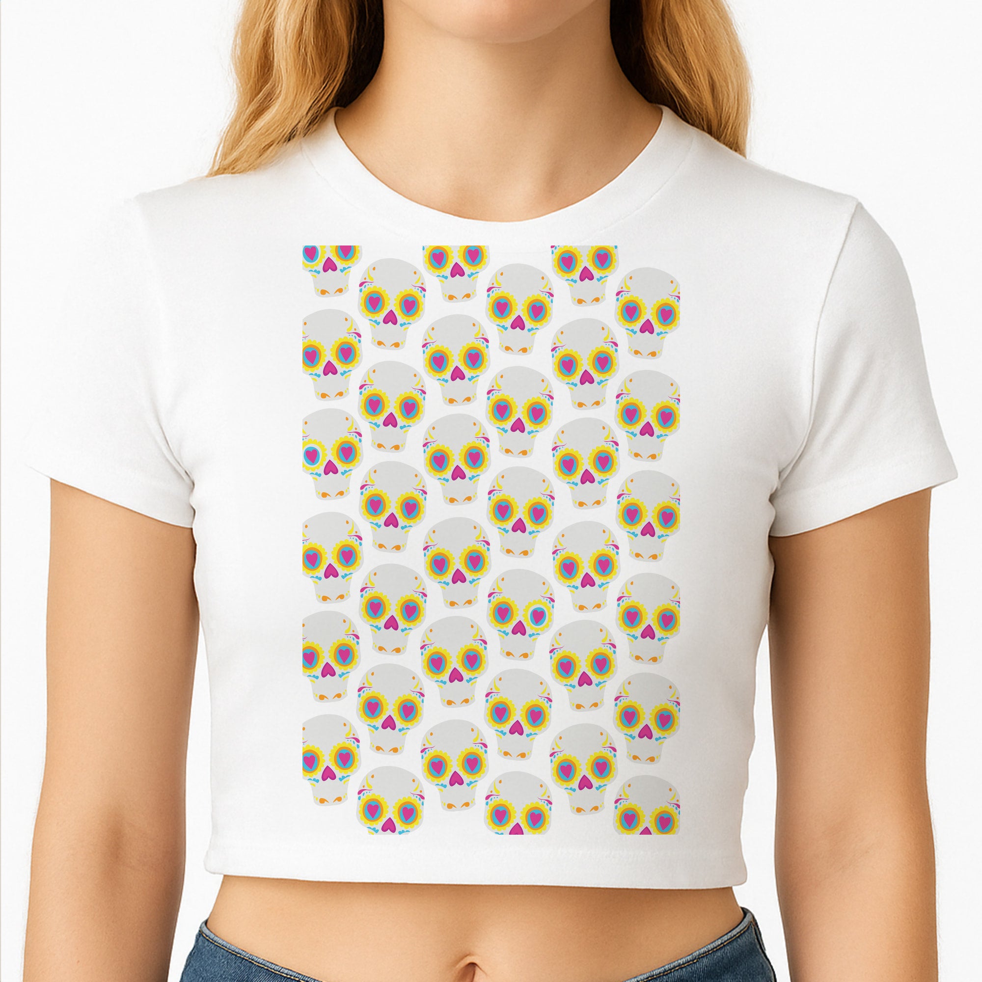 Skull Pattern - Halloween Crop Top
