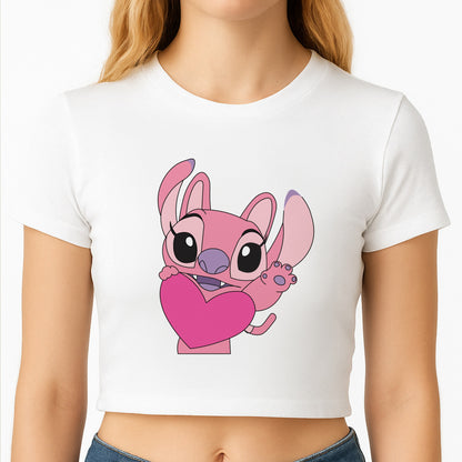 Holding Heart - Pink Alien Crop Top
