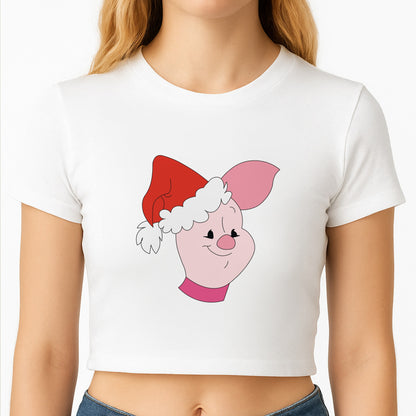Pig Pattern Christmas Crop Top