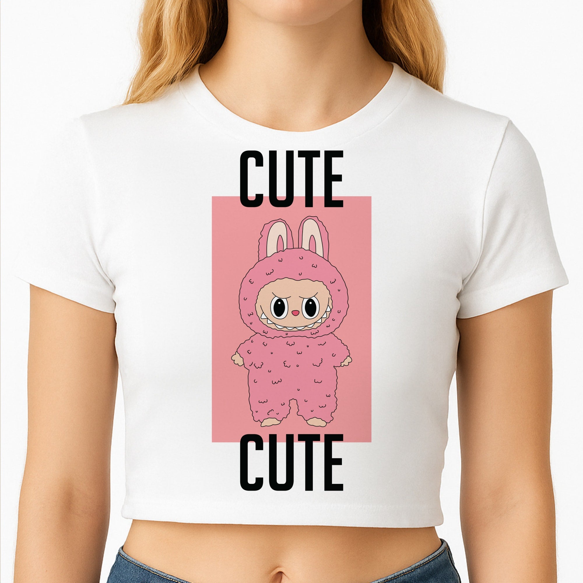 Cute Pink Monster Crop Top