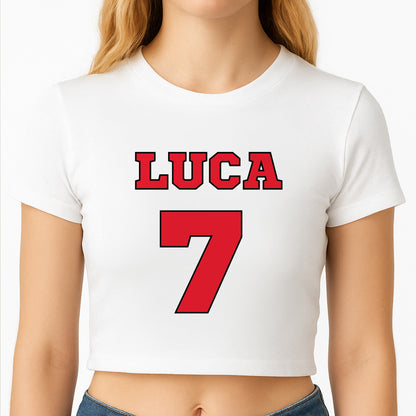 Red - Personalised Football   Crop Top