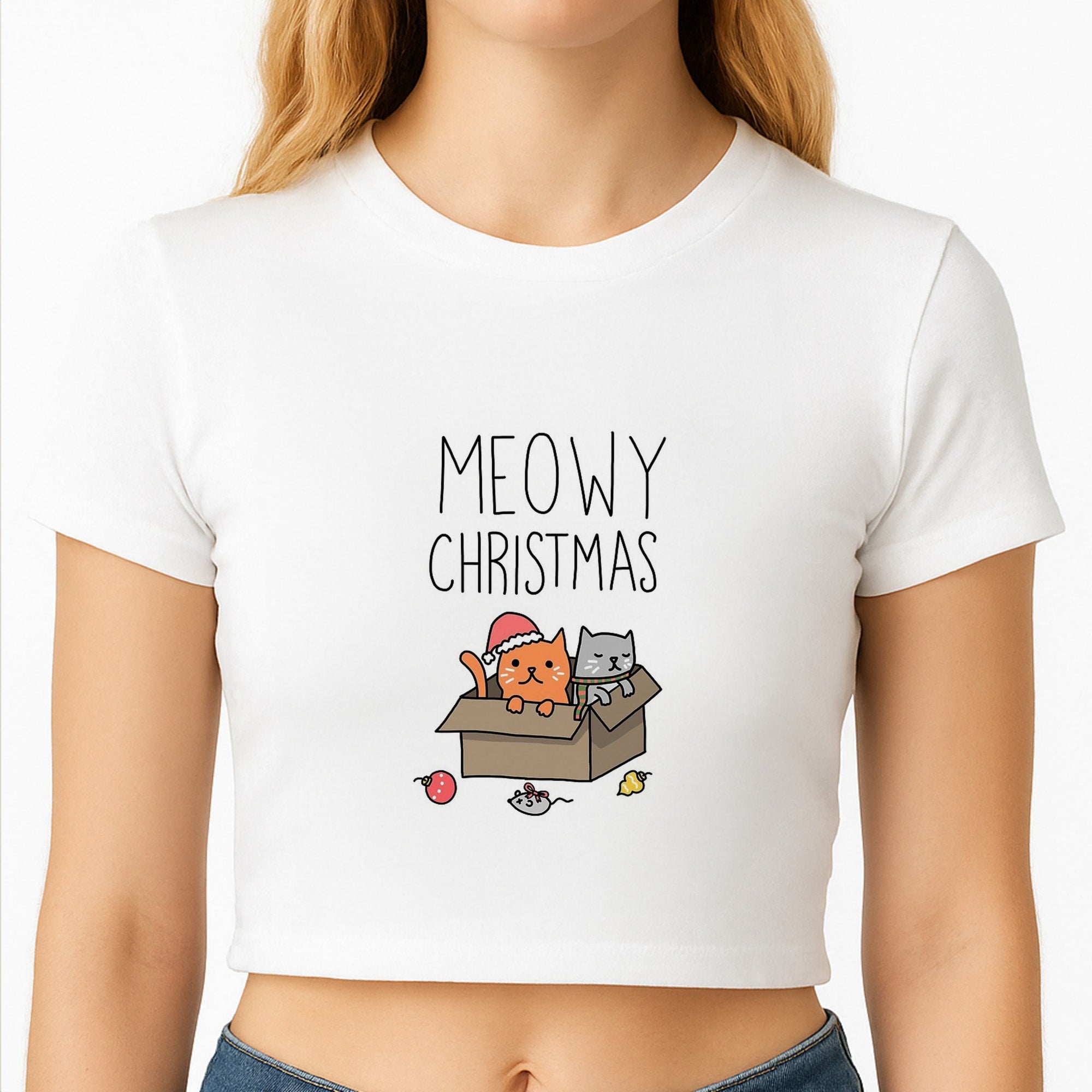 Meowy Christmas Crop Top