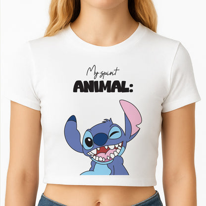 My Sprit Animal Blue Alien Crop Top