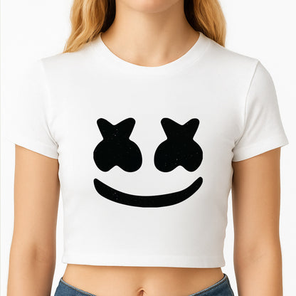 Black And White Helmet In Space  Crop Top