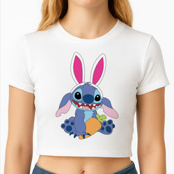 Easter Bunny Blue Alien Crop Top