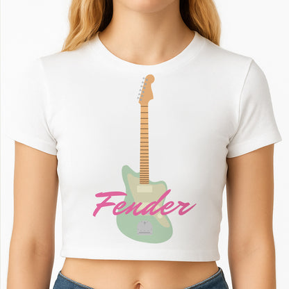 Blue Guitar Fender Crop Top
