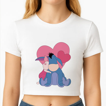 Donkey and Pig Valentine's Crop Top