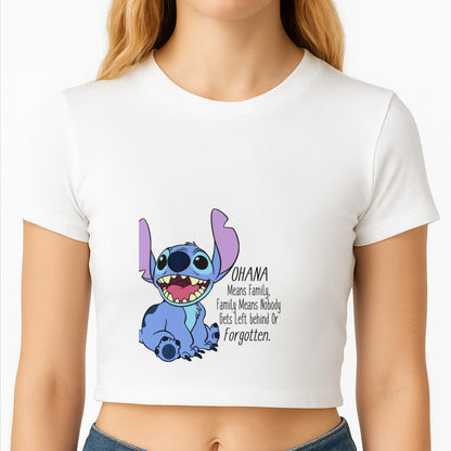Ohana Means Family - Blue Alien Crop Top
