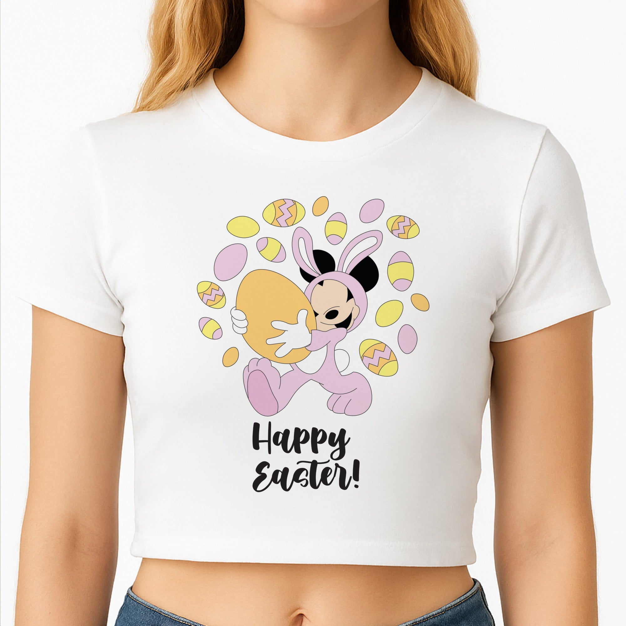 Happy Easter Pink  Crop Top