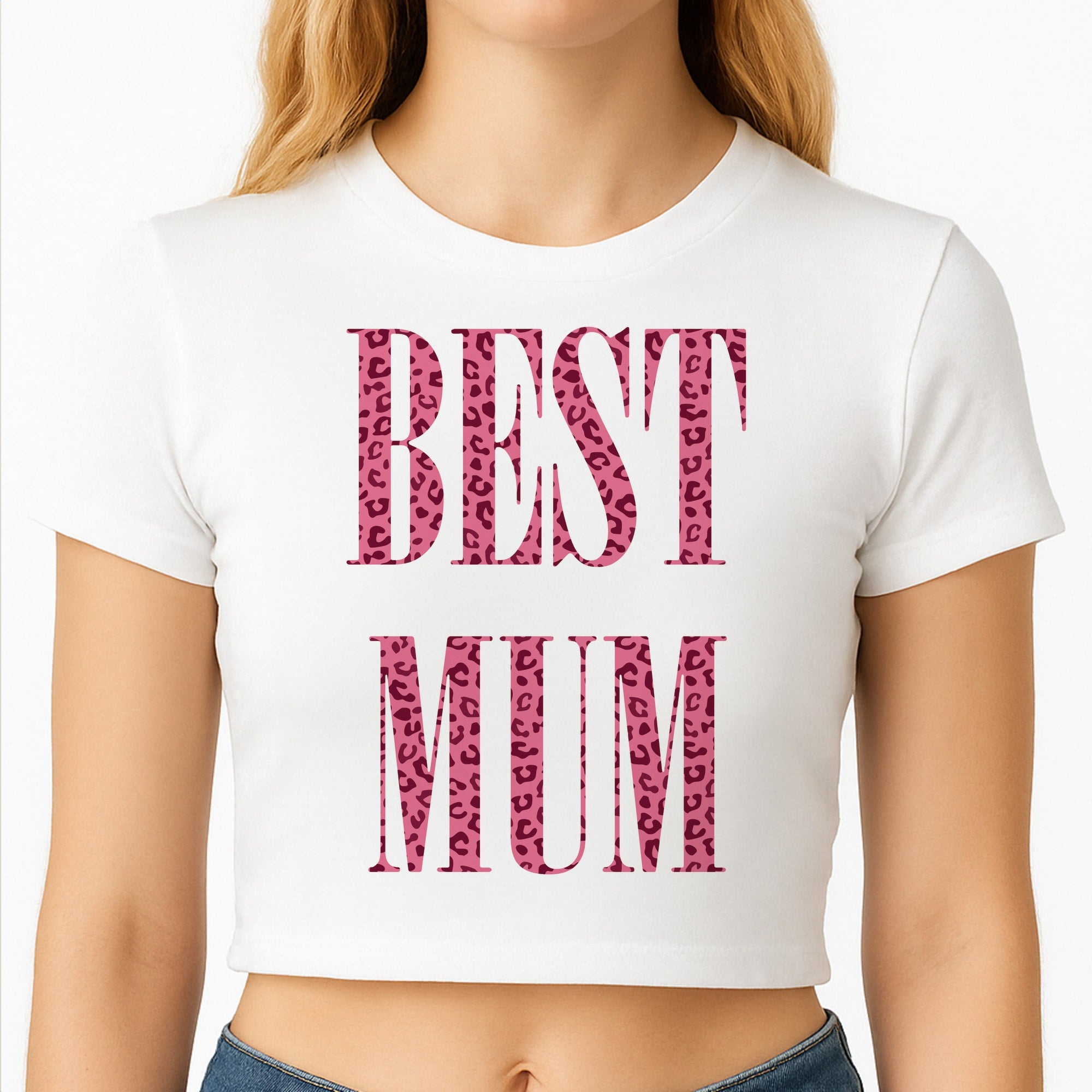 Best Mum Leopard Print Crop Top