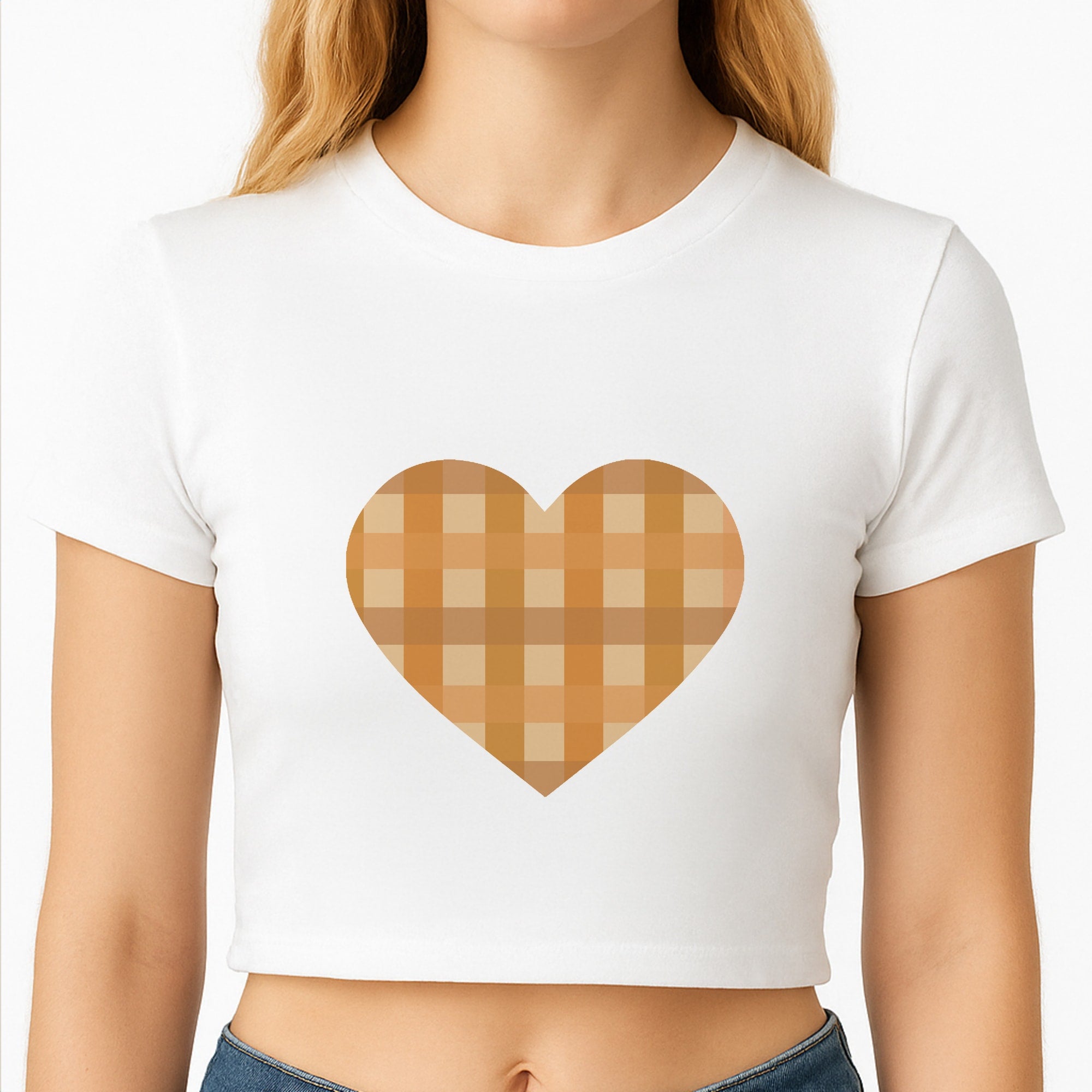 Orange Plaid Pattern- Autumn Crop Top