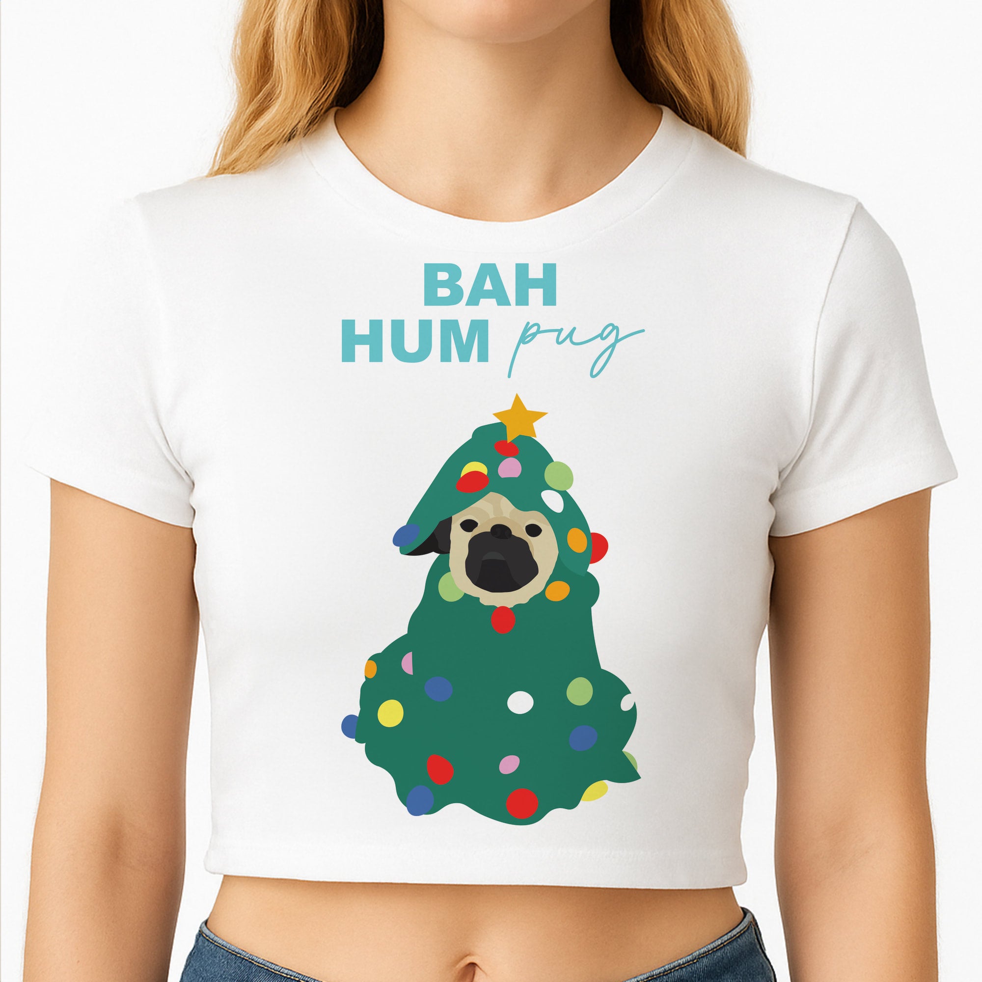 Bah Hum Pug Crop Top