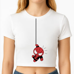 Gray Hanging Spider Hero Crop Top