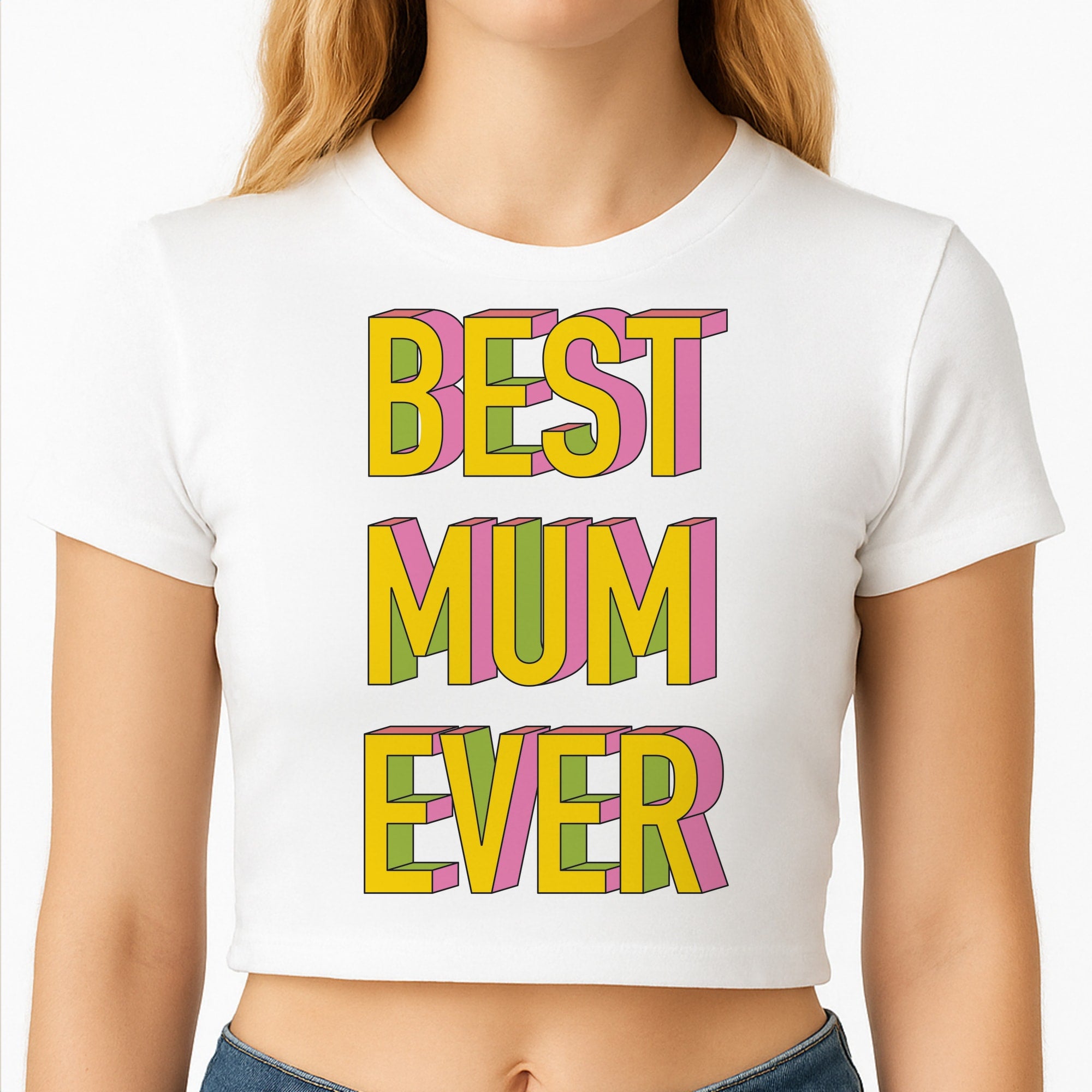 Geometric Best Mum Ever Crop Top