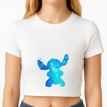 Watercolour Blue Alien Disney Crop Top