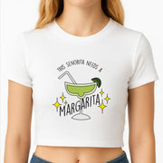 This Senorita Needs A Margarita - Funny Quotes Crop Top 2