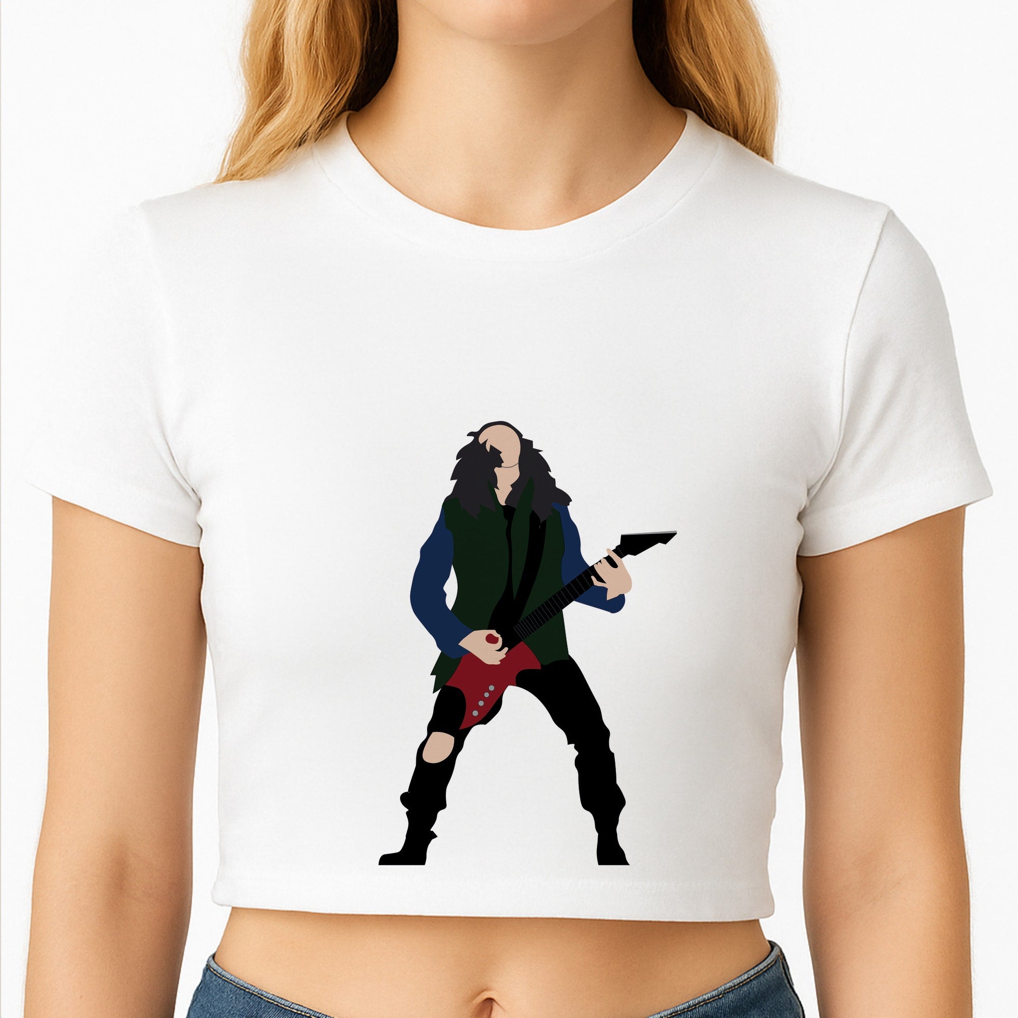 Eddie Munson Playing Guitar Crop Top