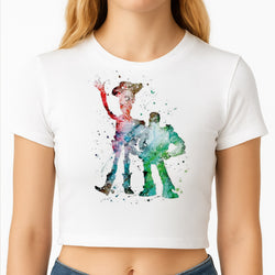 Watercolour Woody & Buzz A Story of Toys Fairytale Crop Top