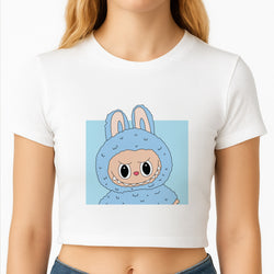 Cute Blue Notebook Monster Crop Top