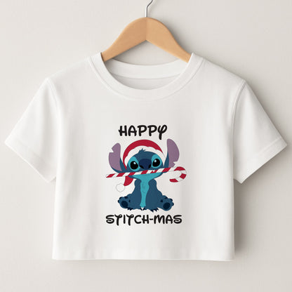 Happy Blue Alienmas - Christmas Crop Top