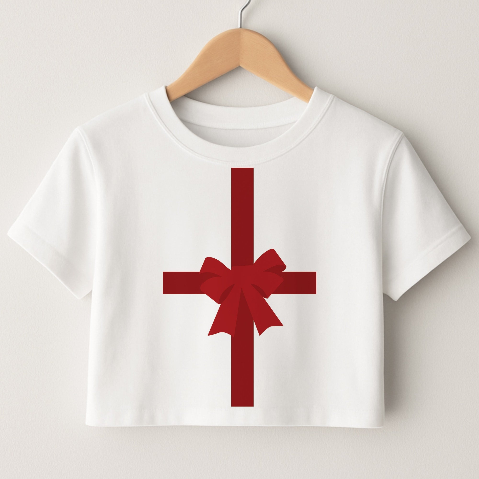 Xmas Bow - Christmas Patterns Crop Top