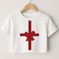 Xmas Bow - Christmas Patterns Crop Top
