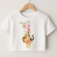 Bouncing Tiger , Piglet , Yellow Bear Crop Top