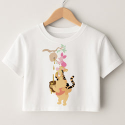 Bouncing Tiger , Piglet , Yellow Bear Crop Top